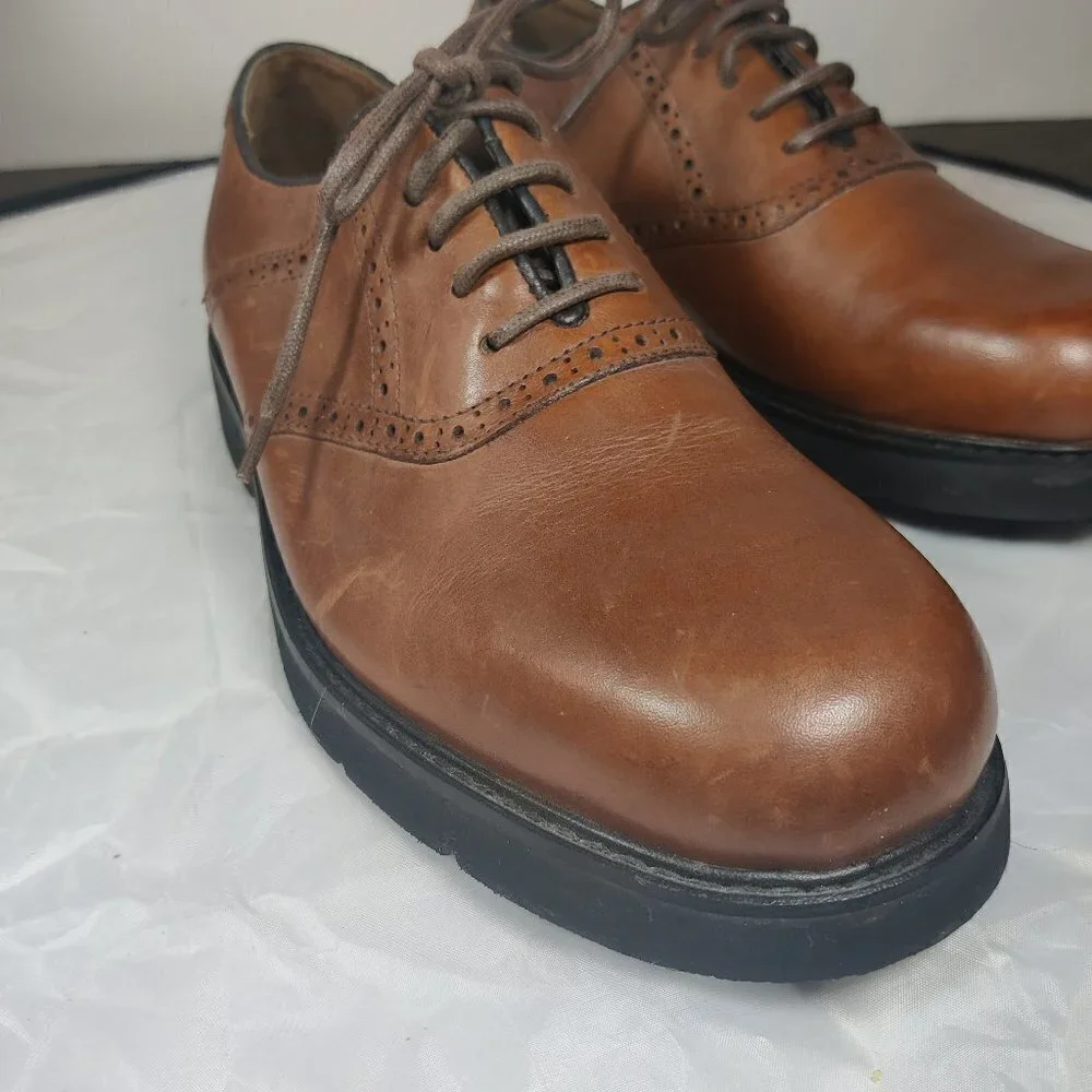 Mens Classic Leather Lace Up Oxfords with Stain Defender Uppers Sz 10 M NWOT